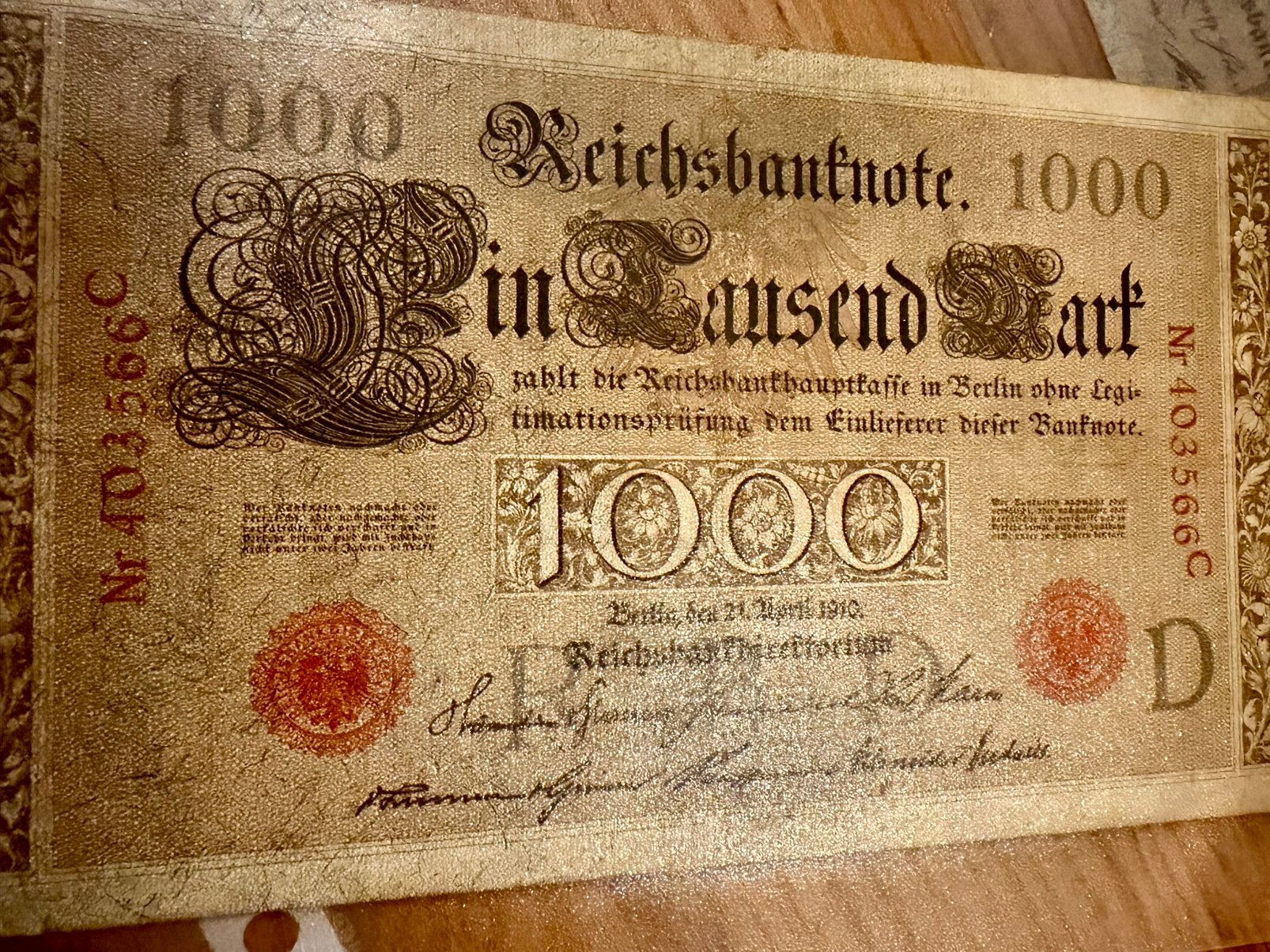 40 Duitse 1.000 Mark-biljetten uit 1910., Verzenden, Duitsland
