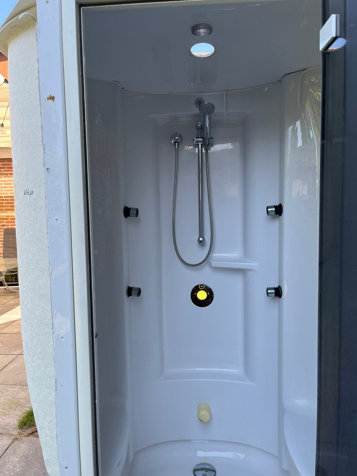 Compacte douchecabine met glazen deur, Ophalen, Gebruikt, Met douche