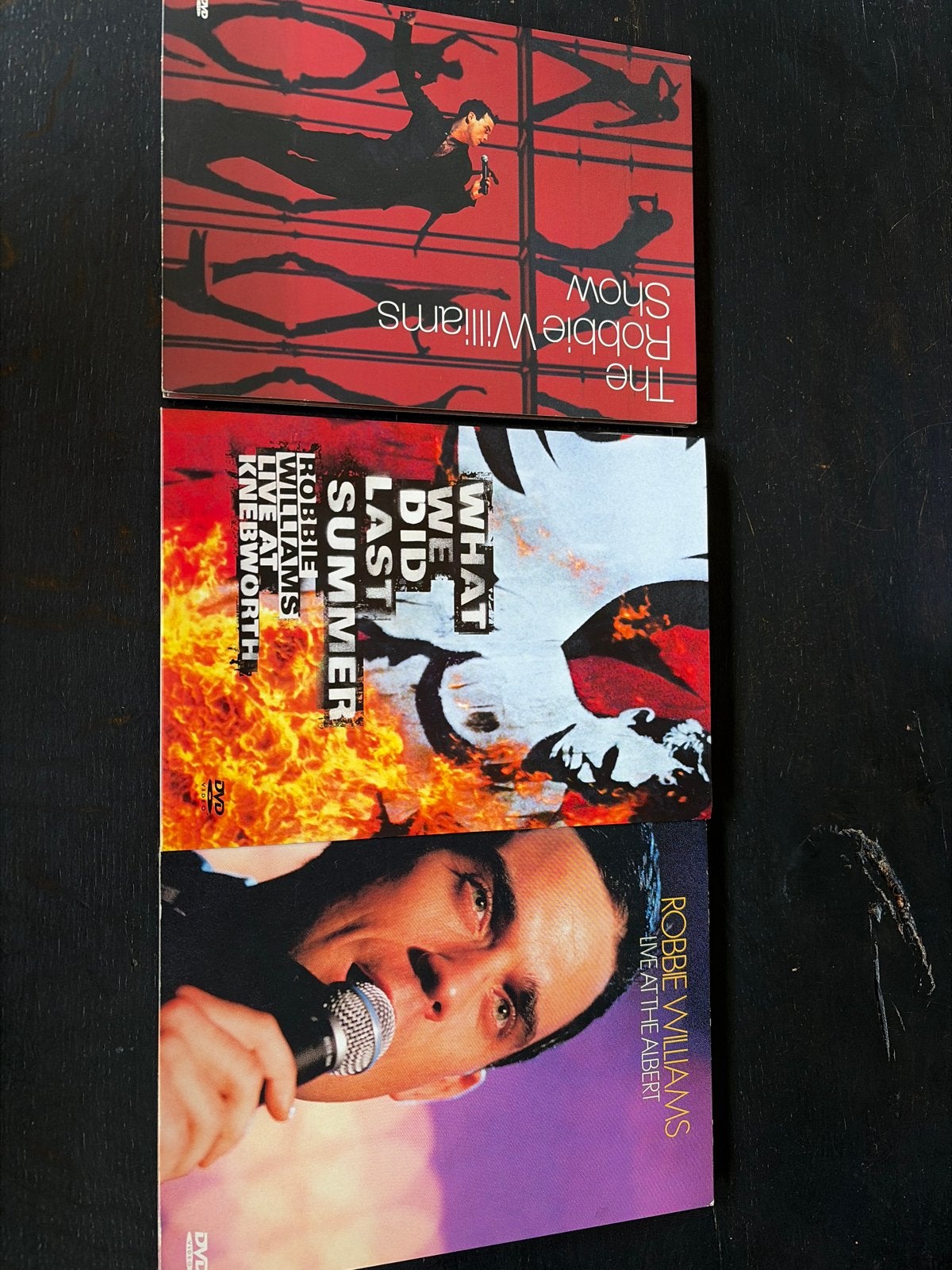 3 Robbie Williams DVD's: The Show, Live at Knebworth, Live a, Alle leeftijden, Ophalen of Verzenden, Concert, Gebruikt