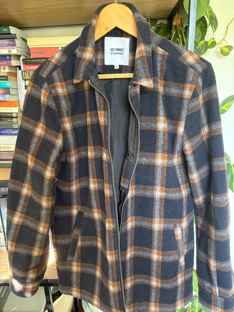 Jack met rits, geblokt, Bruin, Maat 48/50 (M), Ophalen of Verzenden, Zo goed als nieuw