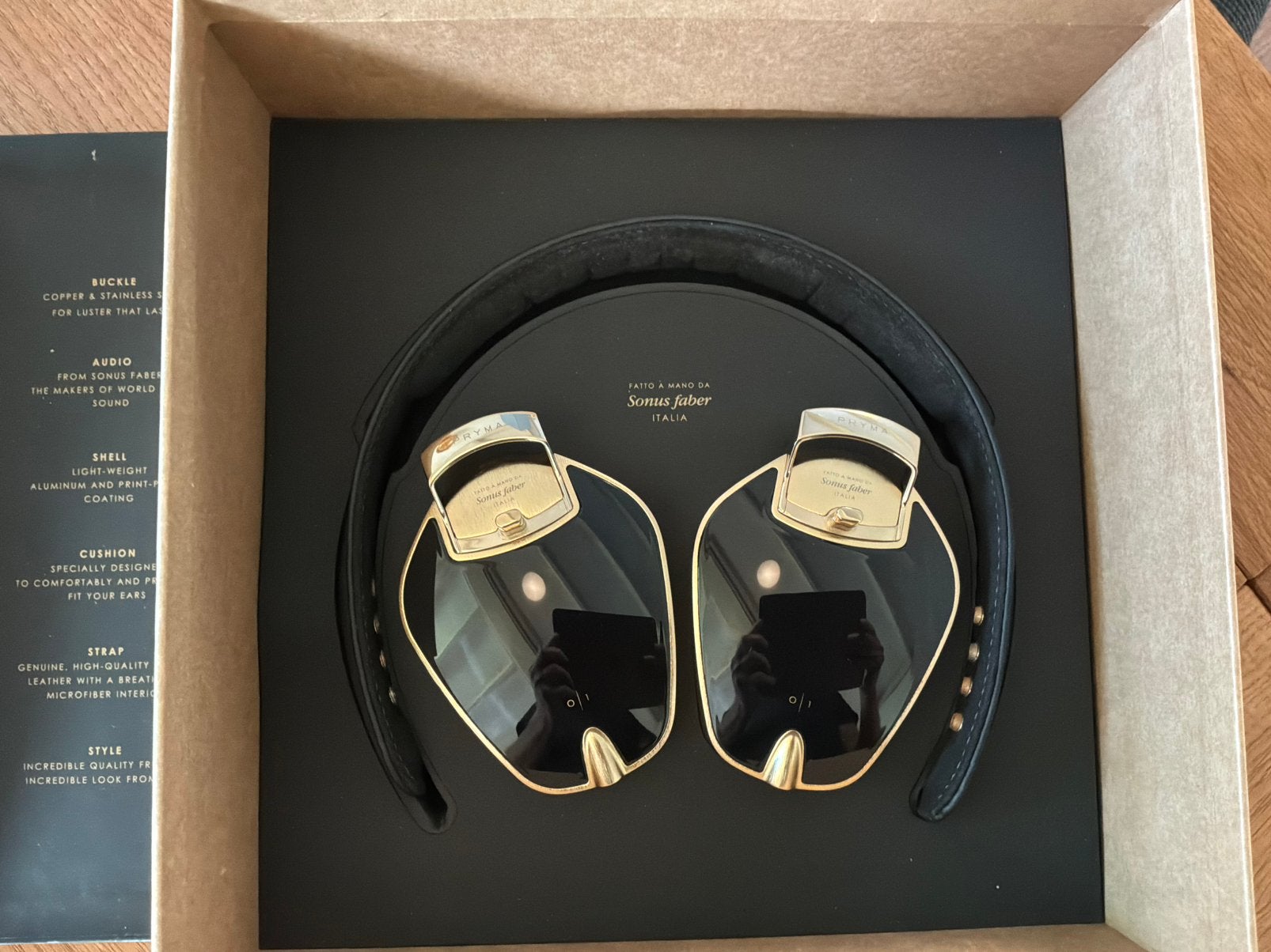 Sonus Faber Pryma Heavy Gold (nieuwstaat)+ Audioquest kabel, Ophalen of Verzenden, Zo goed als nieuw, Zwart, Draagtas/etui