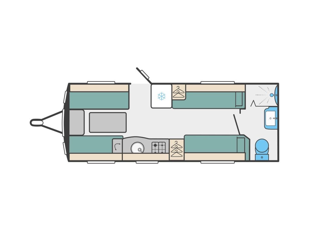 Sprite Cruzer 530 SR MODEL 2025 OP=OP, Caravans en Kamperen, Dwarsbed, Ringverwarming, Bedrijf, Sprite