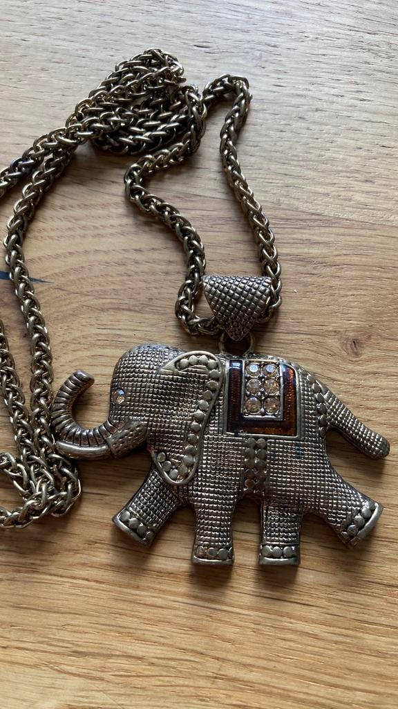 Prachtige unieke vintage ketting - Olifant, Sieraden, Tassen en Uiterlijk, Kettingen, Ophalen of Verzenden, Zo goed als nieuw