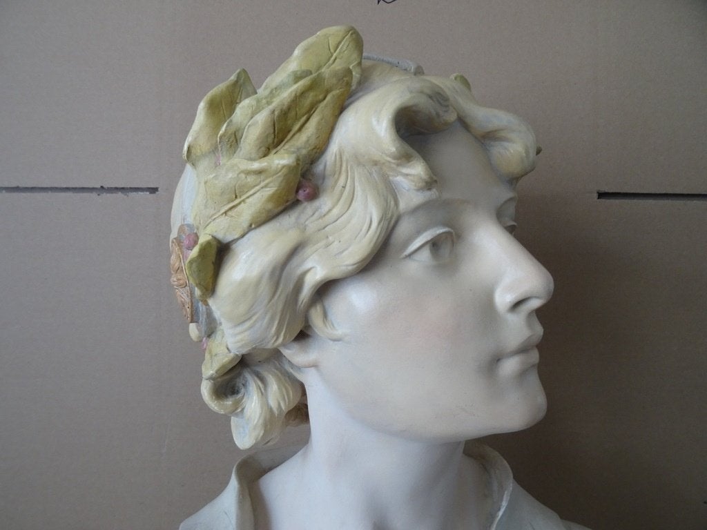 Antiek borstbeeld Sappho H. L. Bläsche 64cm Art nouveau 1910, Ophalen of Verzenden