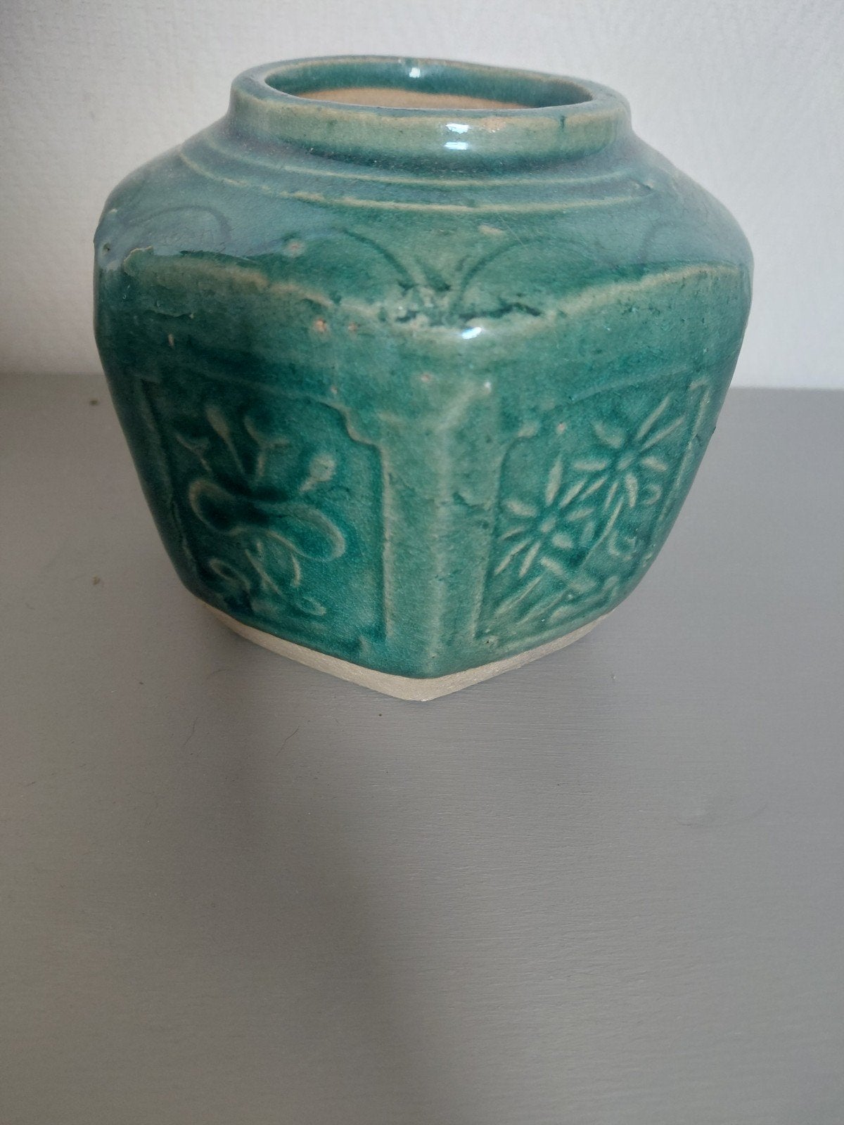 Grote vintage shiwan gemberpot 14 cm hoog, Ophalen