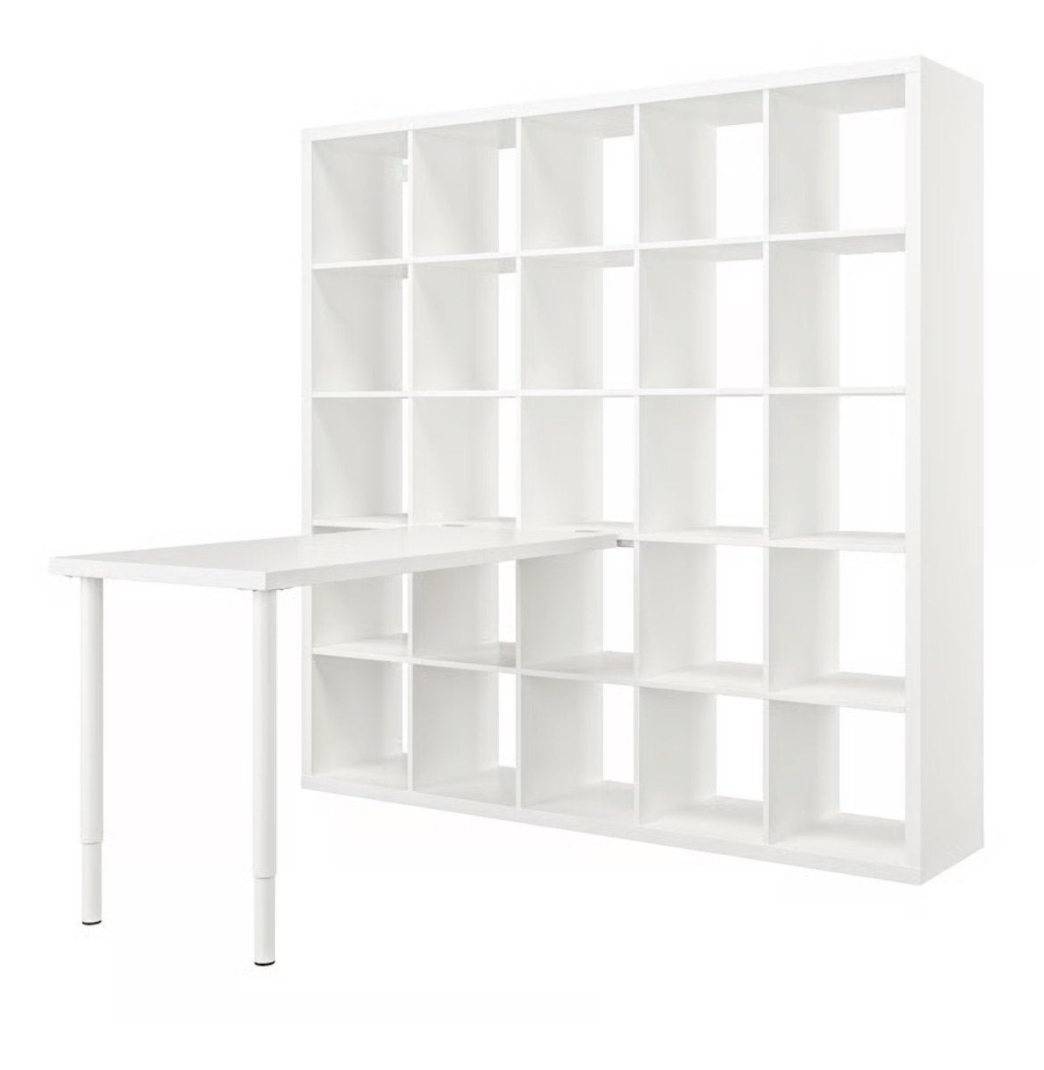 IKEA KALLAX Kast met Bureau - Wit, 182x182 cm, Ophalen, 150 tot 200 cm, Zo goed als nieuw, 25 tot 50 cm