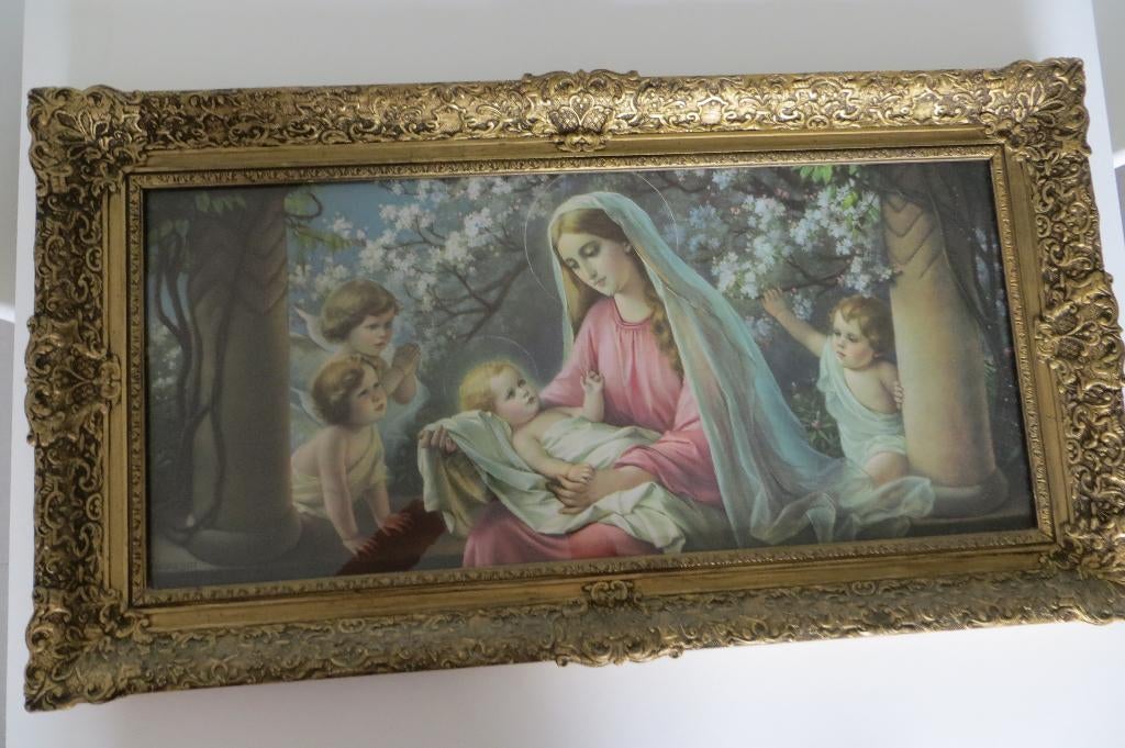antieke lijst met prent van Giovanni, goudkleurige lijst., Antiek en Kunst, Kunst | Schilderijen | Klassiek, Ophalen
