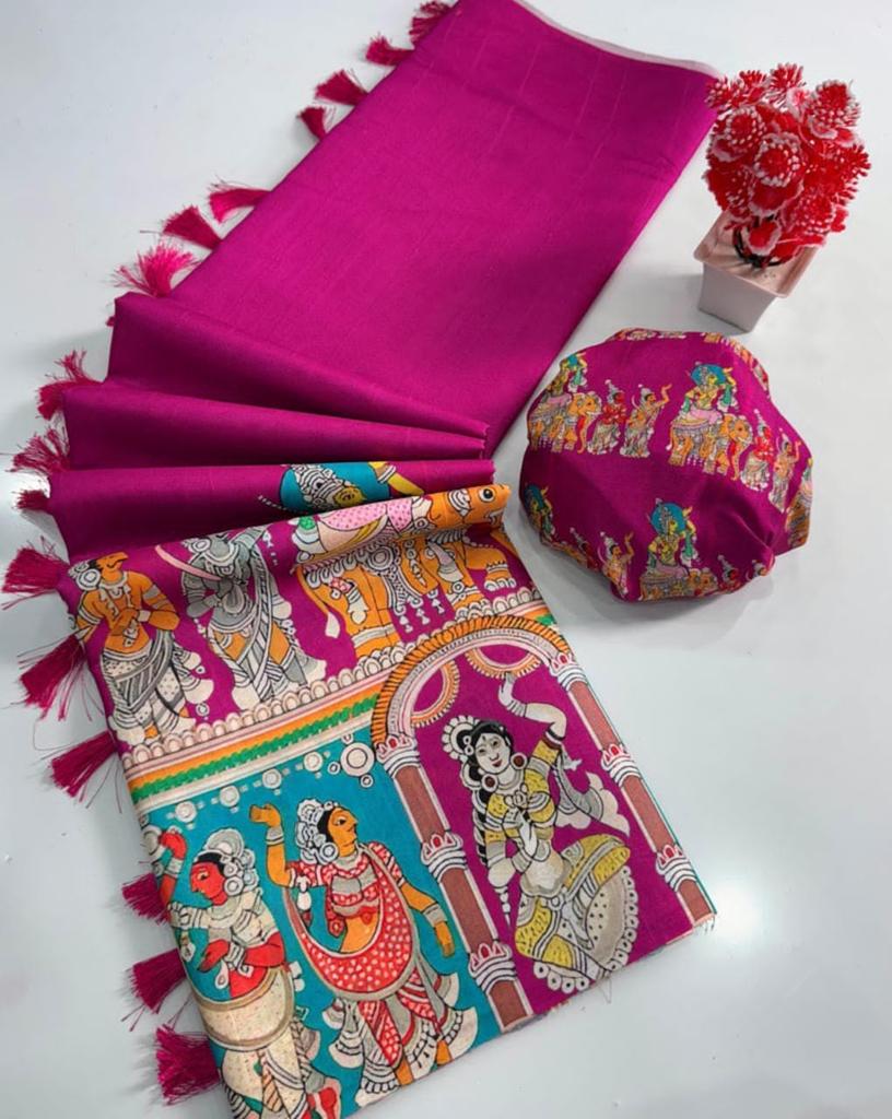 Nieuwe Saree met traditionele print, Ophalen of Verzenden, Nieuw, Roze