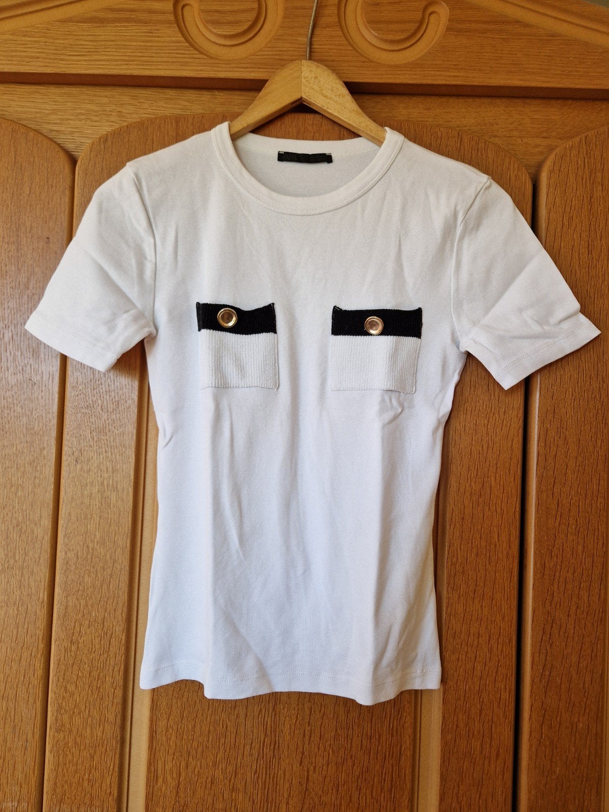 Zara wit T-shirt met korte mouwen en zakjes maat S, Ophalen of Verzenden, Zo goed als nieuw, Korte mouw, Maat 36 (S)
