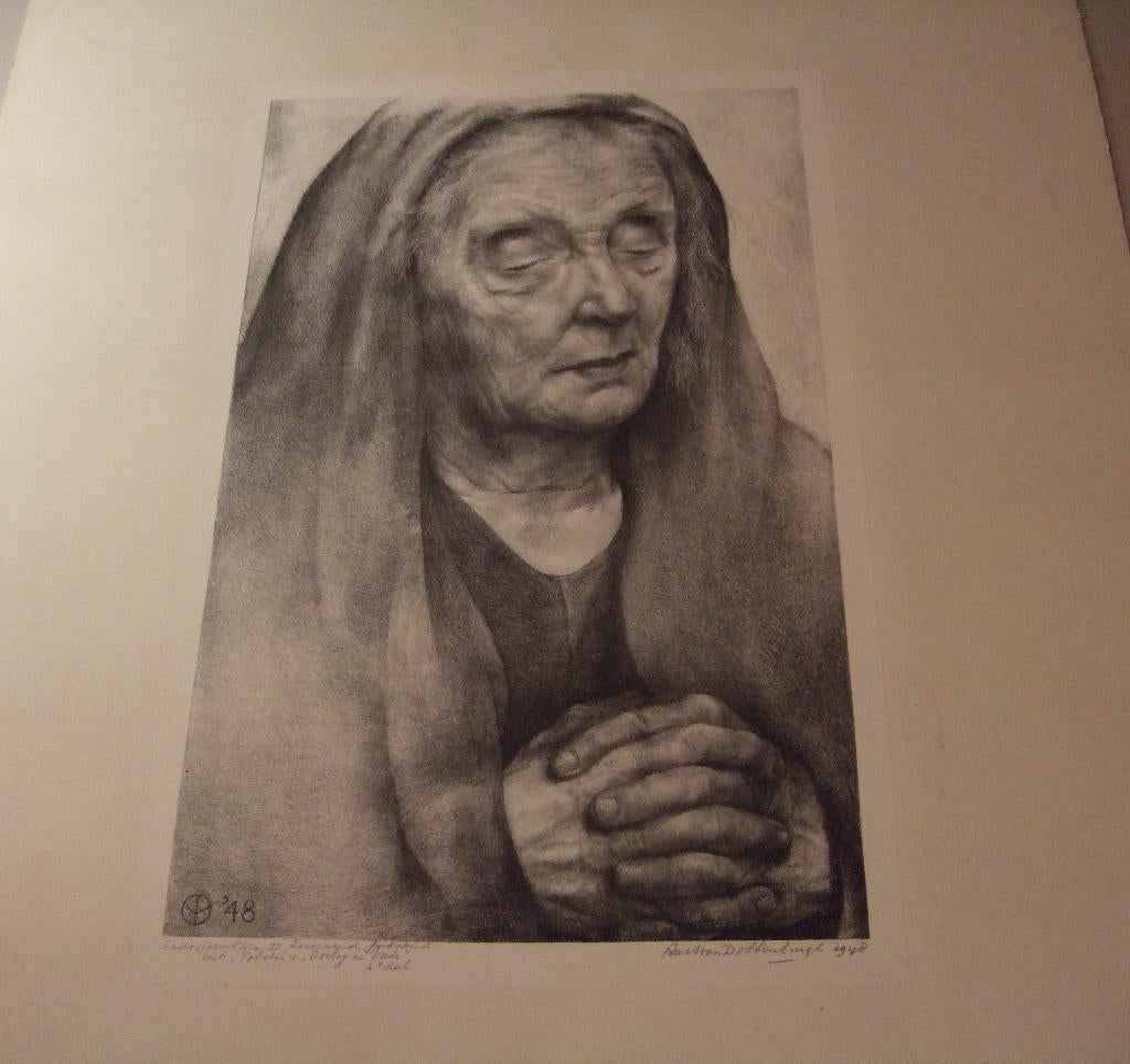 Aart van Dobbenburgh (1899-1988), een tekening uit 1948, Antiek en Kunst, Kunst | Litho's en Zeefdrukken, Ophalen