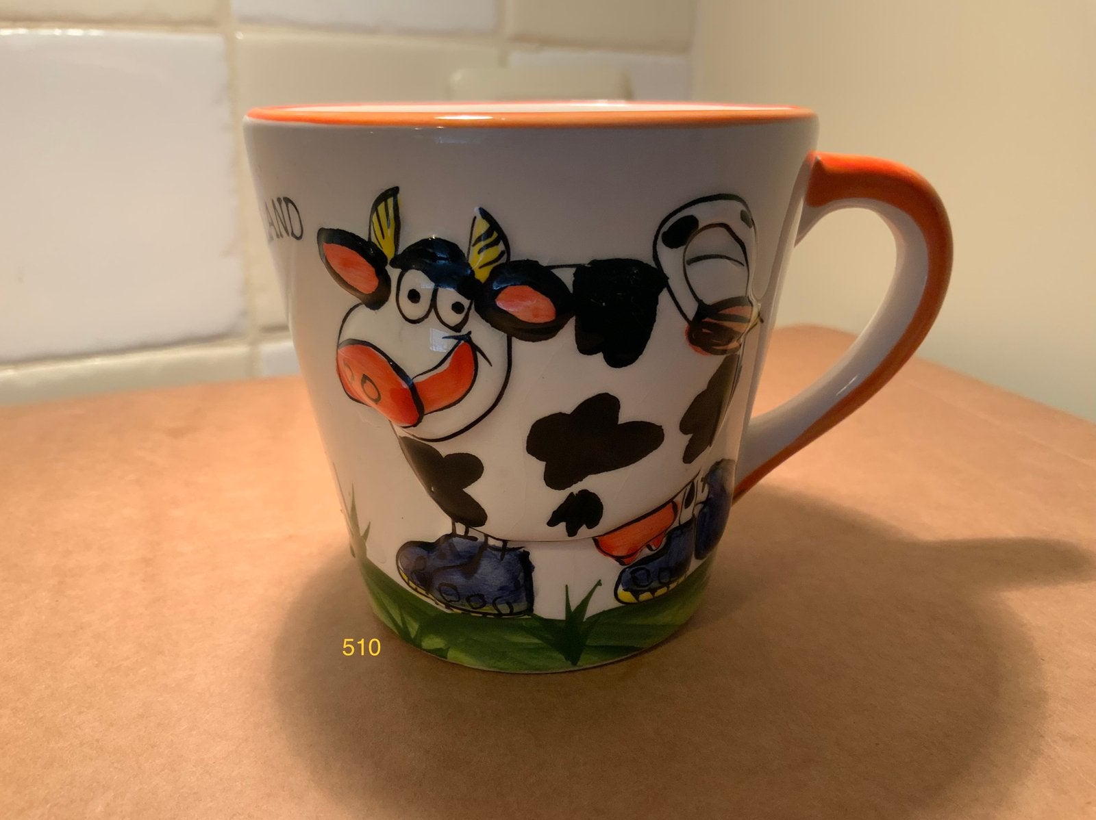 Vintage Deco Holland Handgeschilderde Koe Mok 8.5cm, Ophalen of Verzenden, Steen/keramiek, Meerkleurig, Overige merken