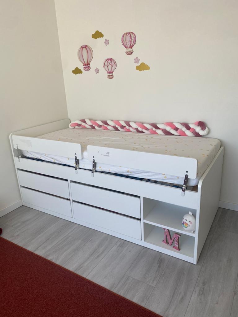Ikea Släkt kinderbed, Ophalen, 85 tot 100 cm, Zo goed als nieuw, Lattenbodem