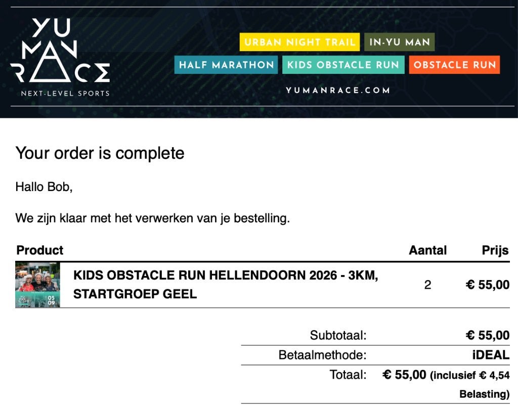 Tickets Yu Man Obstacle Run Kids - 5 september 2026 - 3km, Twee personen