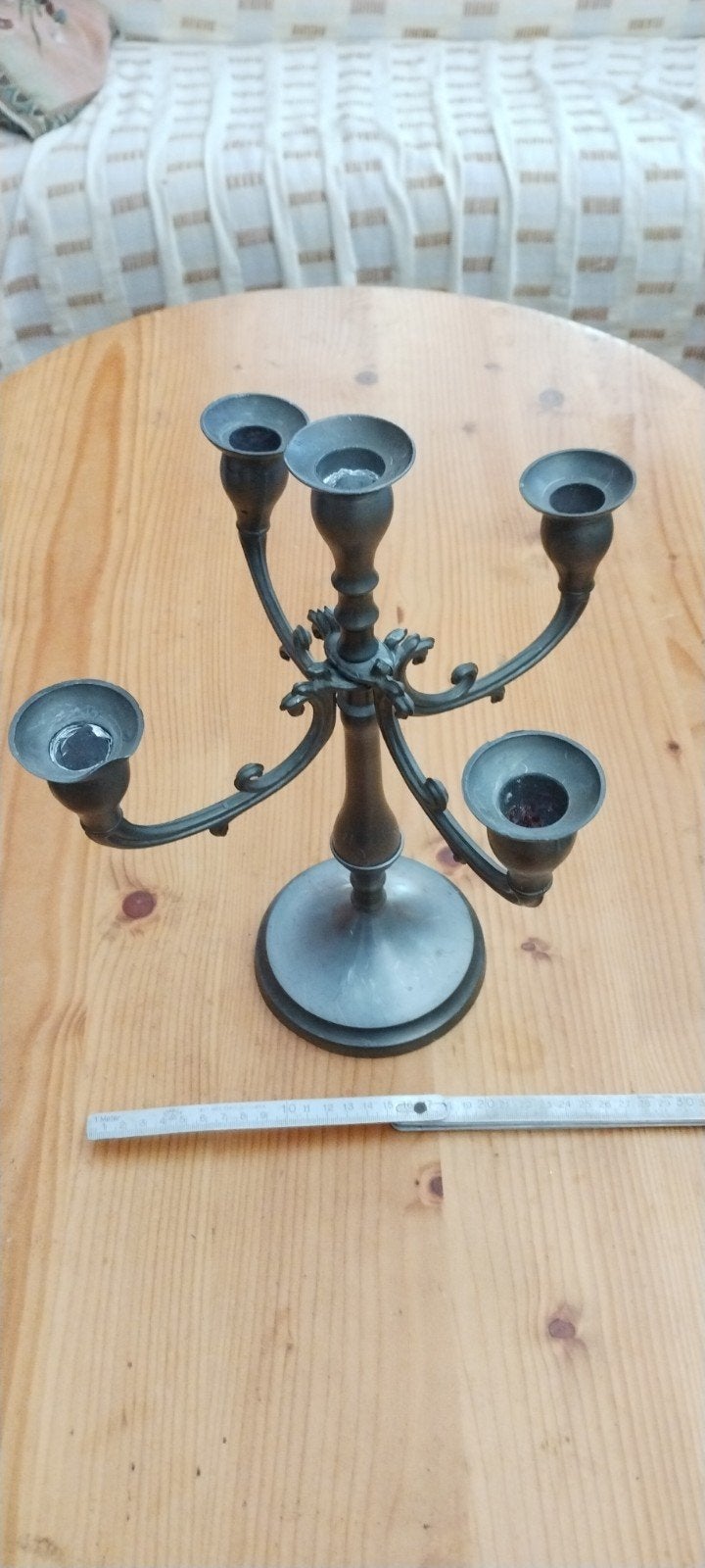 Antieke Vijfarmige Kandelaar - Metaal, Antiek en Kunst, Ophalen, Overige materialen