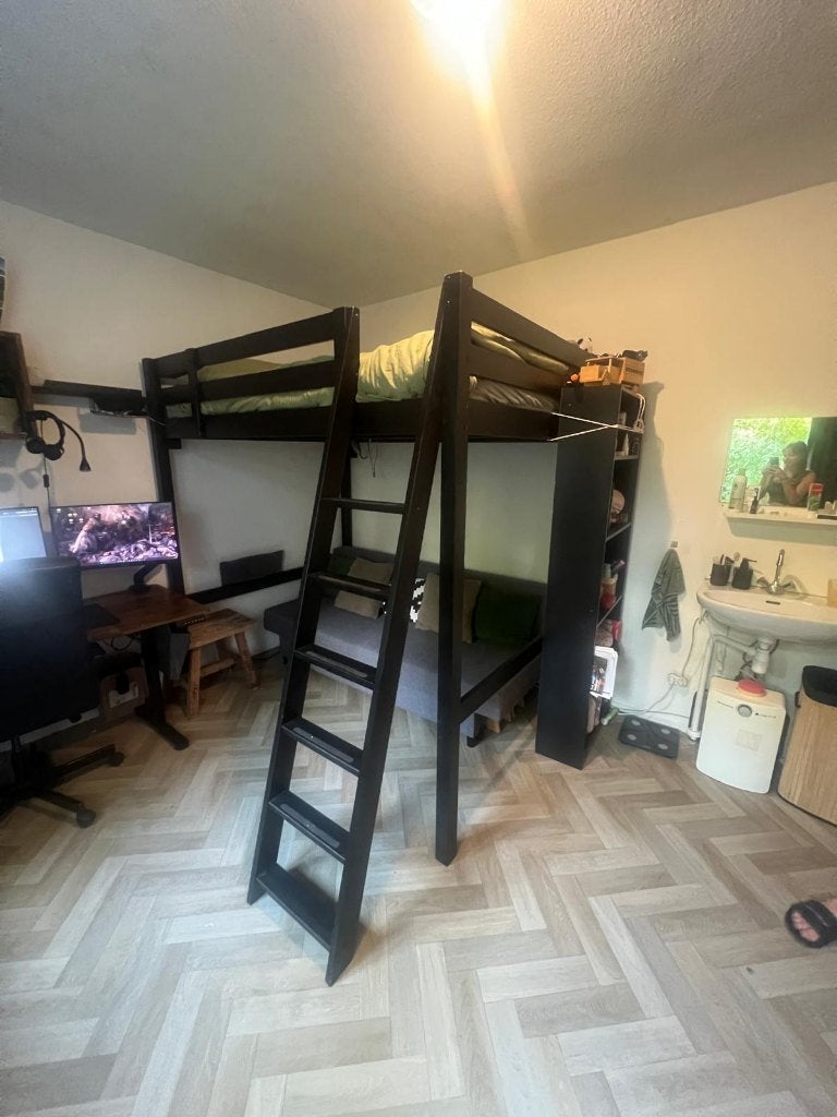 Ikea STORÅ hoogslaper zwart (ingekort), Huis en Inrichting, Slaapkamer | Stapelbedden en Hoogslapers, Ophalen, Gebruikt, Hoogslaper