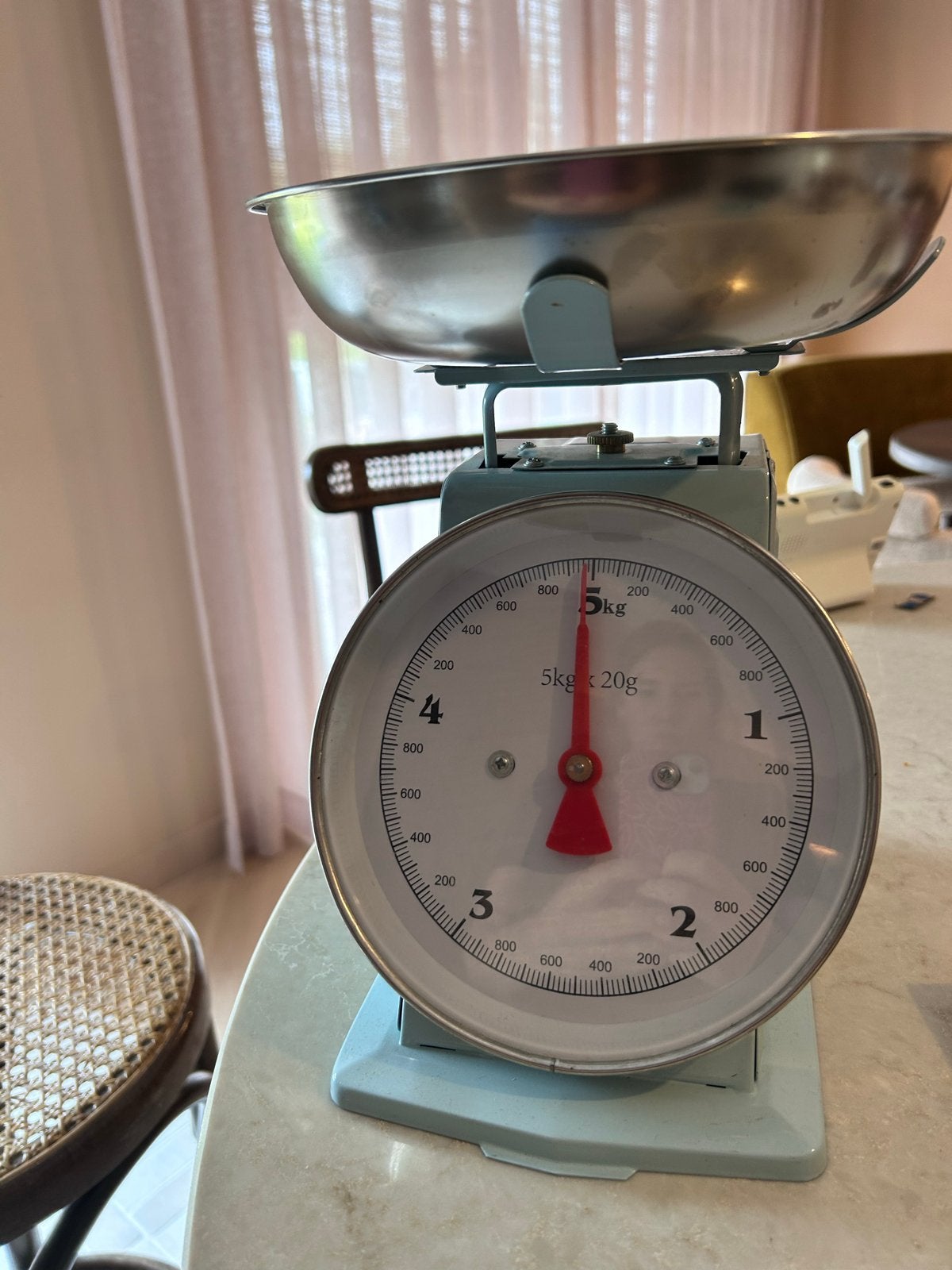 Vintage keukenweegschaal - Analoog - 5kg, Witgoed en Apparatuur, Keukenweegschaal, Analoog, Ophalen of Verzenden, Fijner dan 1 gram