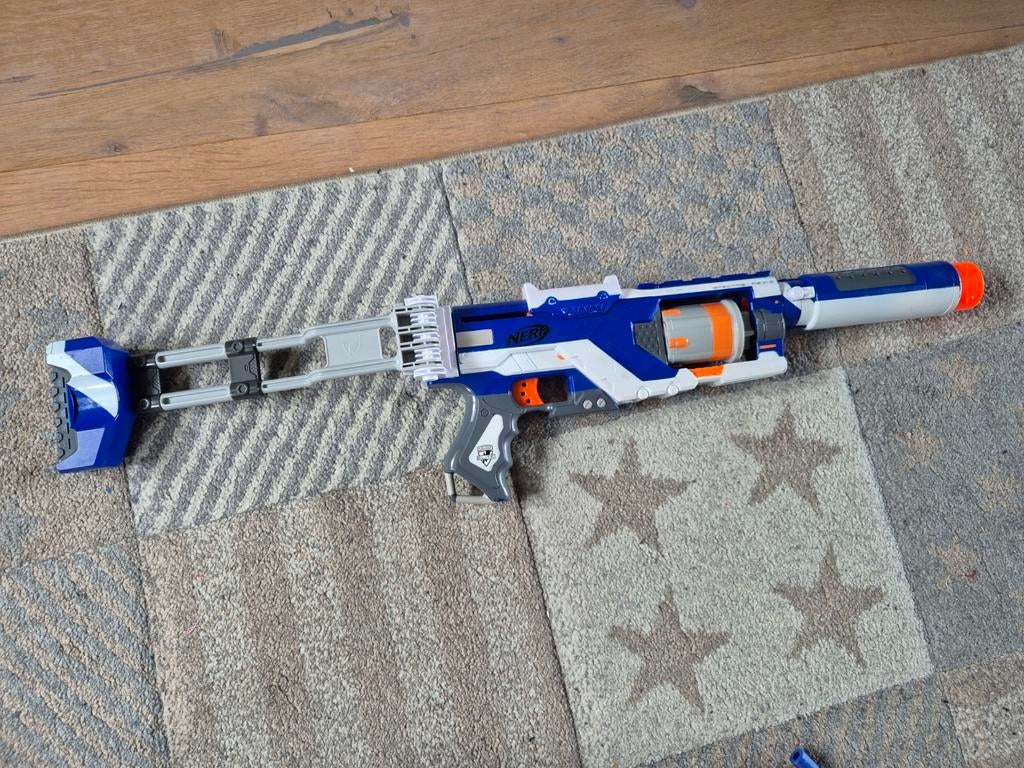 Nerf N-Strike Elite Retaliator Blaster, Ophalen of Verzenden, Zo goed als nieuw, Jongen of Meisje