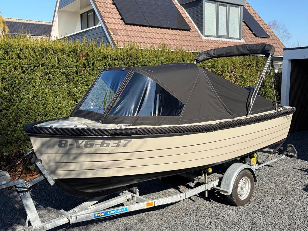 Nieuwstaat Gentle 490XL Sloep 30pk Tohatsu motor met trailer, Ophalen, Zo goed als nieuw