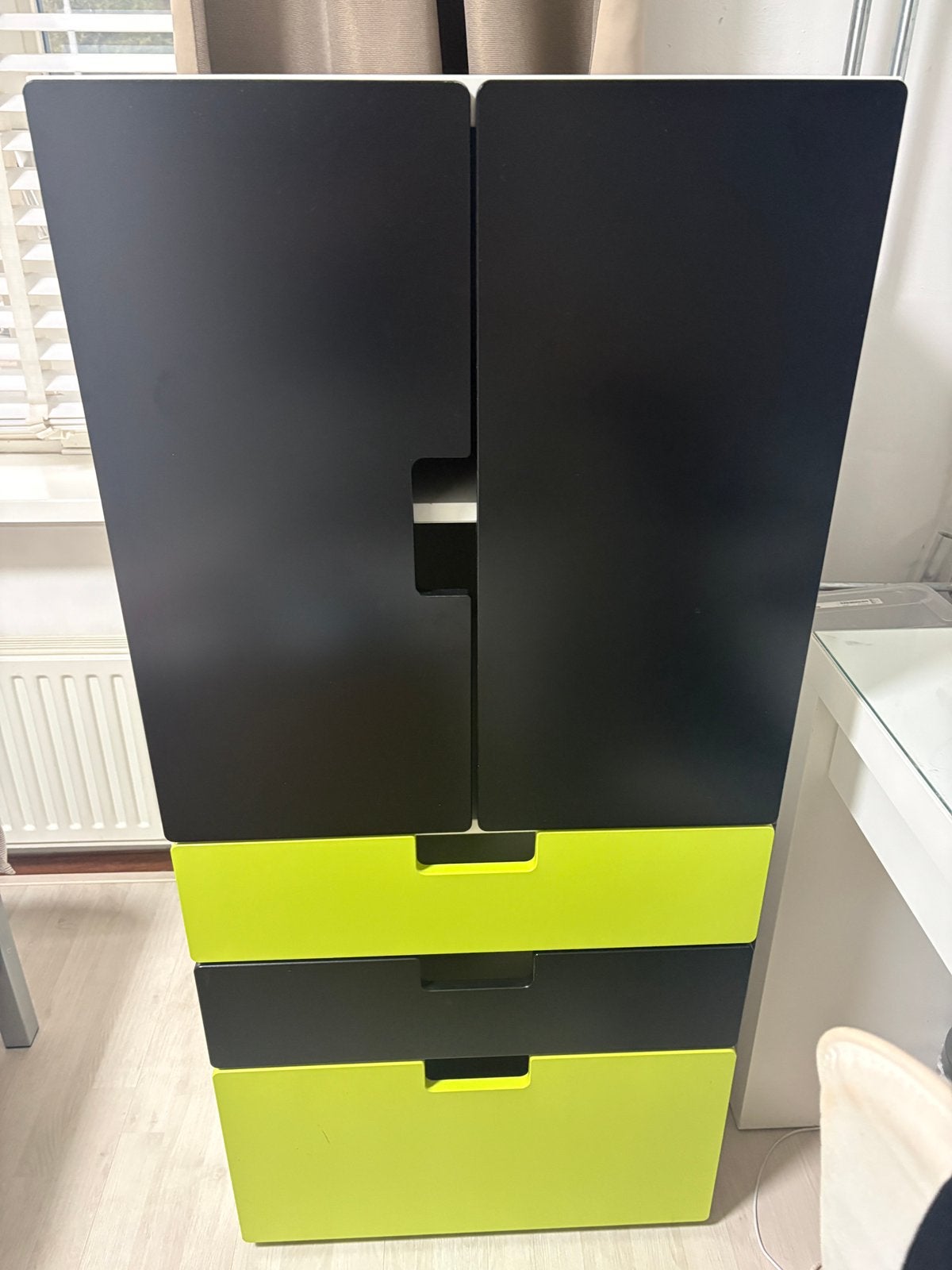 Kledingkast met lades - Zwart/Groen, Huis en Inrichting, Kasten | Kledingkasten, Ophalen, Gebruikt, 100 tot 150 cm, Met lade(s)