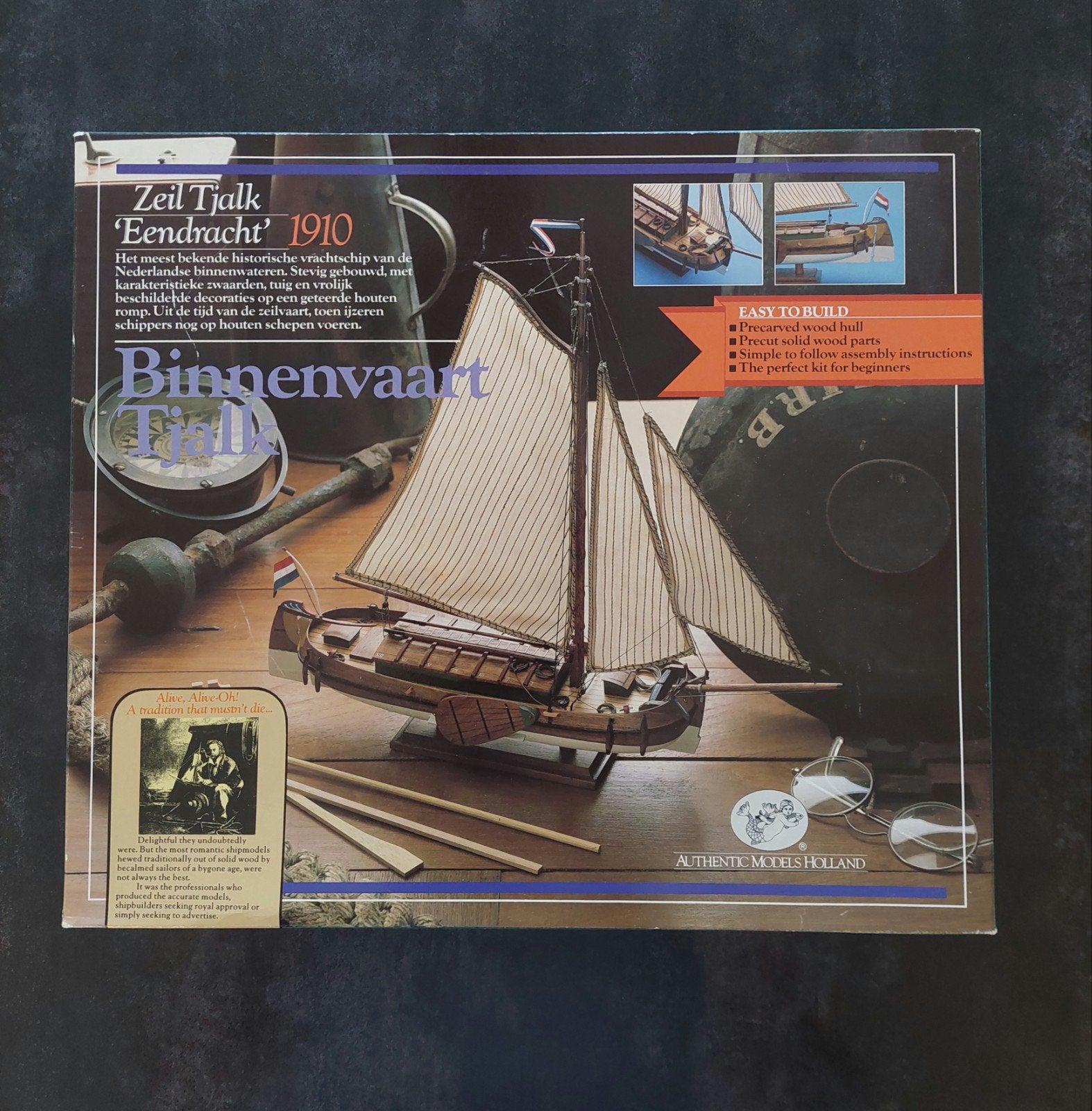 Vintage houten scheepsmodelbouwset Tjalk Schaal 1:30, Ophalen of Verzenden, Zo goed als nieuw