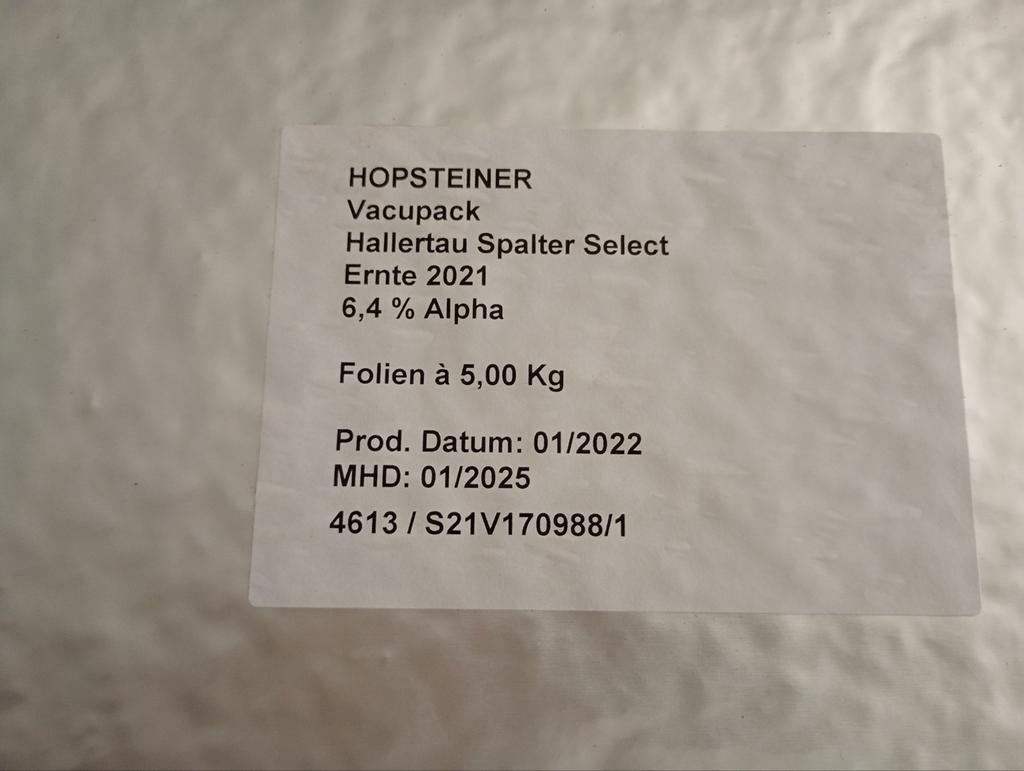 Hopsteiner Hallertau Spalter Select Hop pellets 5kg, Ophalen of Verzenden