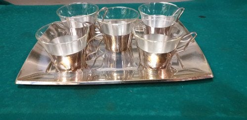 theeglazen op verzilverd dienblad, Ophalen of Verzenden, 'T Olde Gre-j, Info@toldegrej.nl, Endepoelstraat 20f Didam