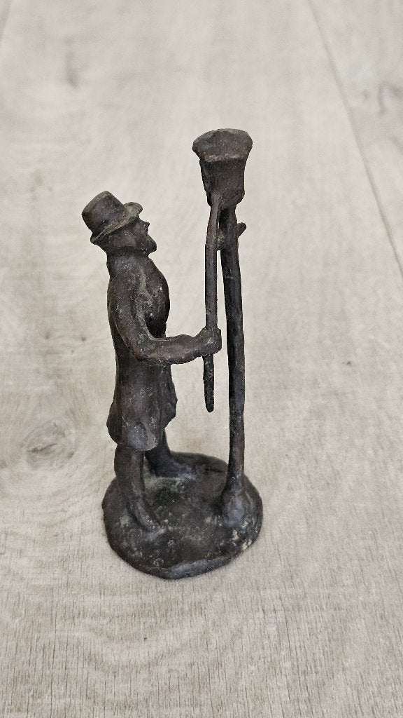 Bronzen beeld lantaarnopsteker 15,5 cm, Ophalen of Verzenden, Nieuw, Mens
