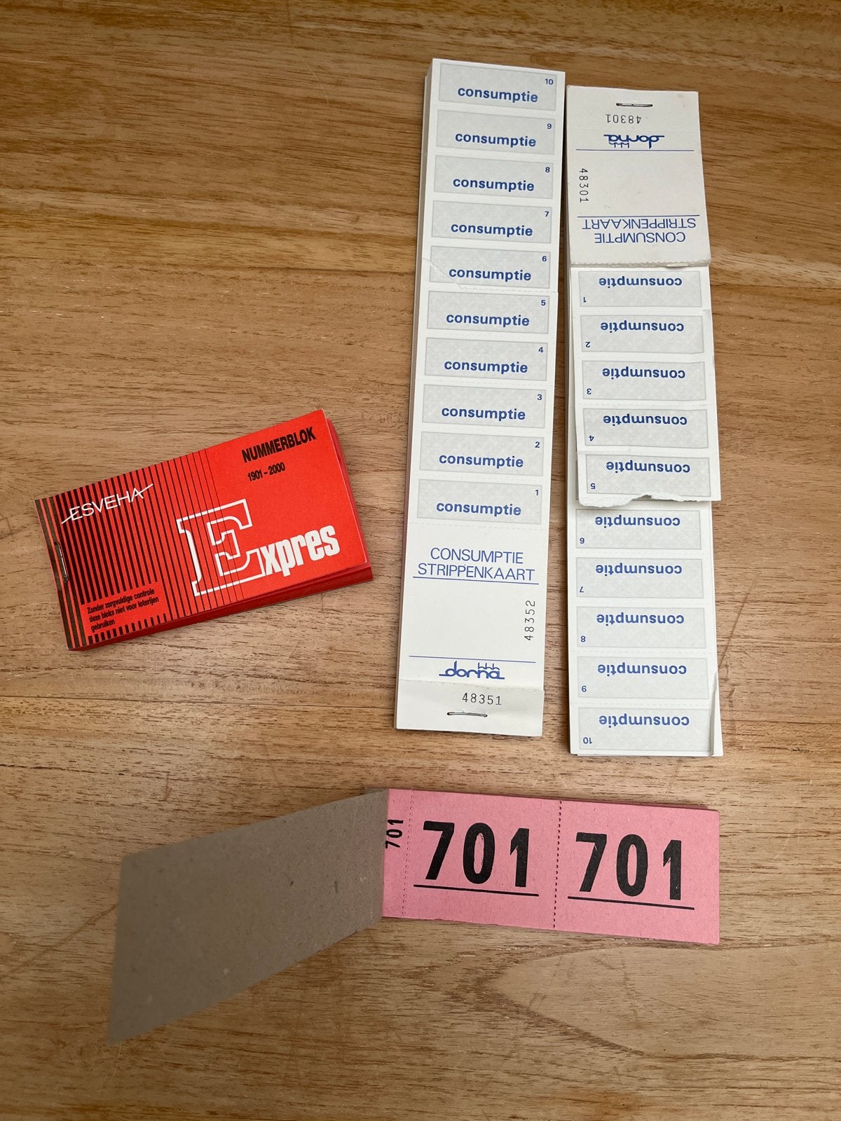 Consumptiebonnen en Nummerblokken, Tickets en Kaartjes, Recreatie | Overige