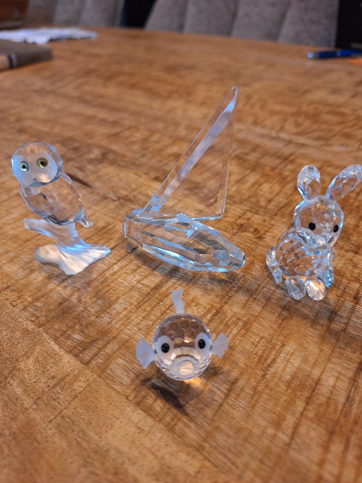 Swarovski kristallen beeldjes - Uil, Konijn, Vis, Zeilboot, Ophalen of Verzenden, Zo goed als nieuw, Figuurtje