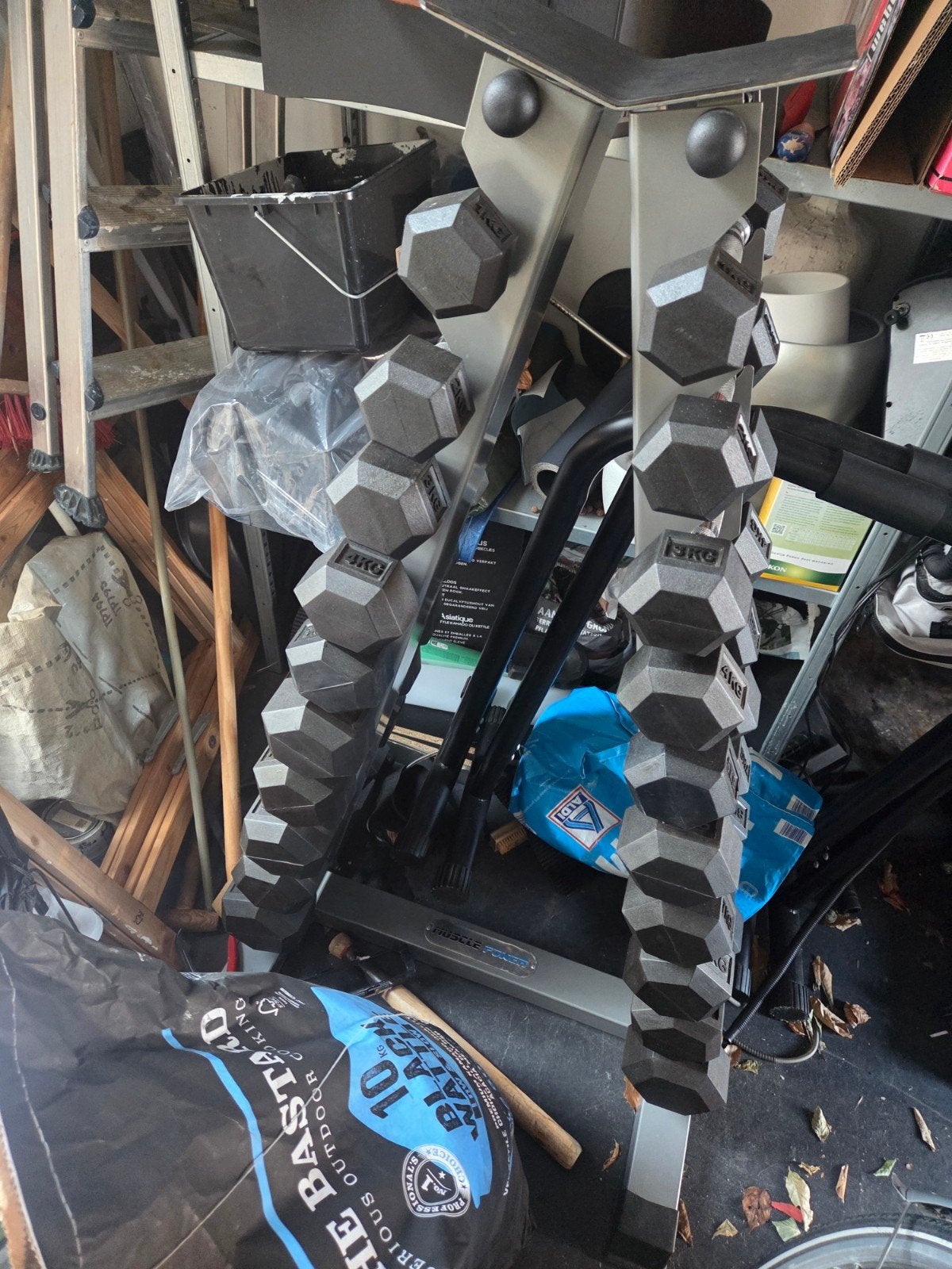 Dumbbell set met rek en fitnessbank, Ophalen, Gebruikt, Benen, Dumbbell