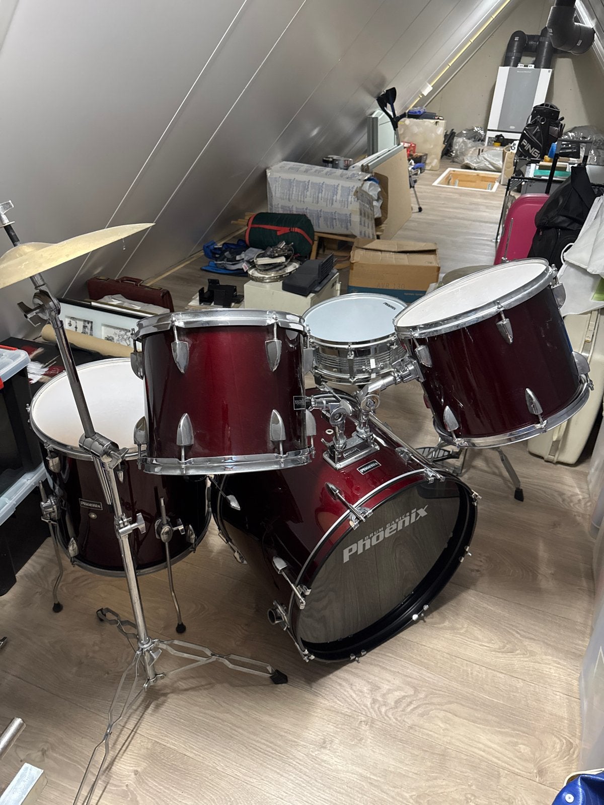 Phoenix drumstel compleet met bekkens, Muziek en Instrumenten, Drumstellen en Slagwerk, Ophalen, Gebruikt, Overige merken
