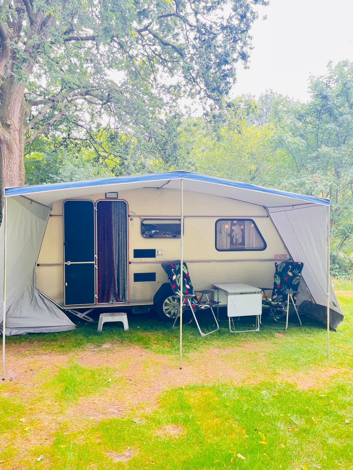 Mooie kip caravan 42 TRZ met stapelbed, Caravans en Kamperen, Treinzit, Particulier, 4 tot 5 meter, Tot en met 4