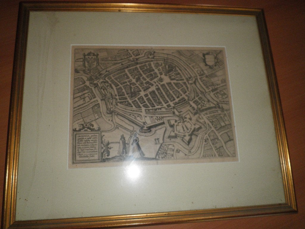 Oude prent Groningen, Verzamelen, Foto's en Prenten, Ophalen, Voor 1940, Gebruikt, Overige onderwerpen