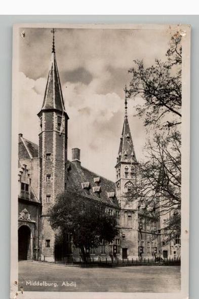 Middelburg Abdij (speldeprikjes), Ophalen of Verzenden, 1940 tot 1960, Gelopen, Zeeland