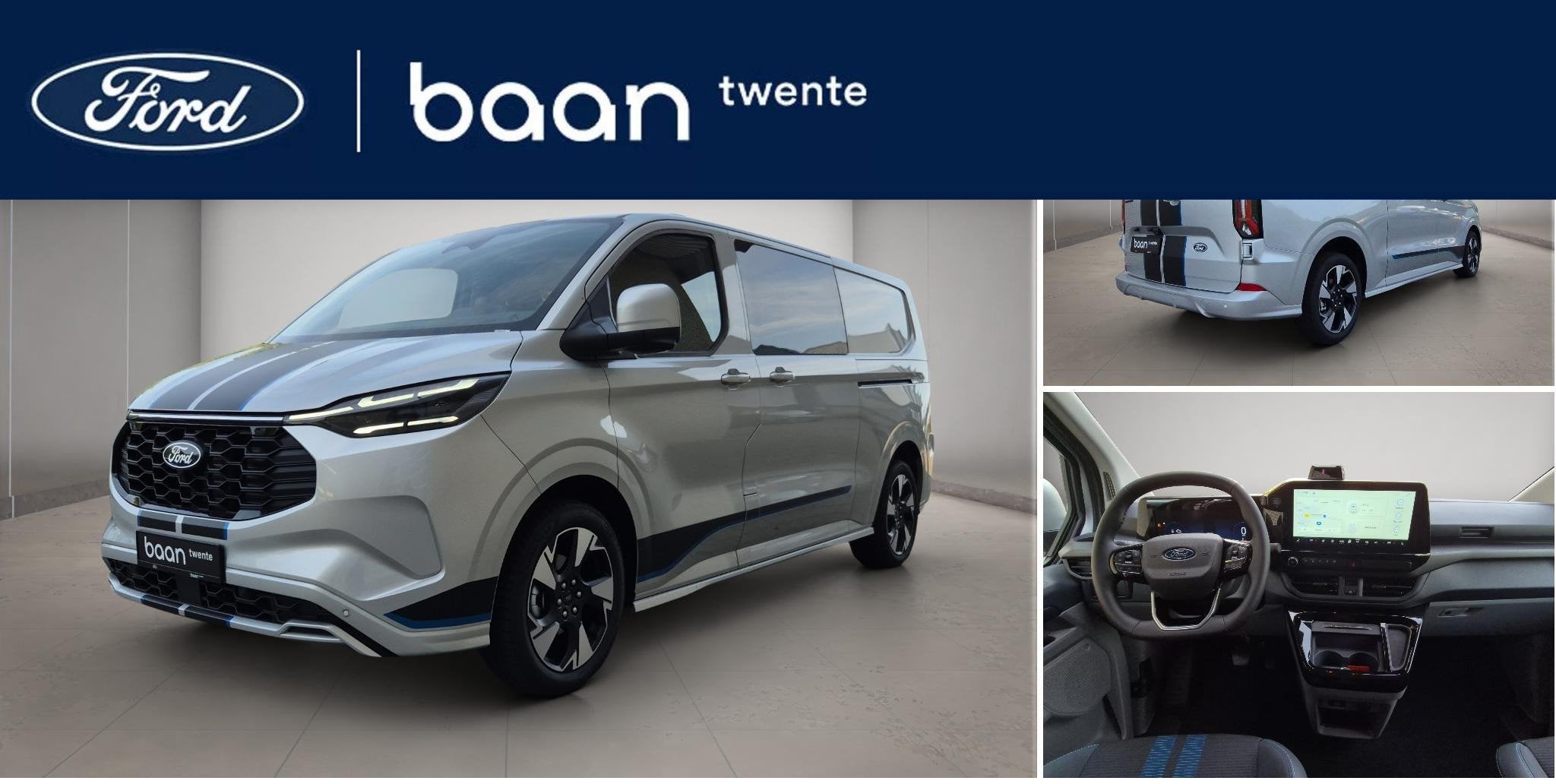 Ford Transit Custom 320 2.5 PHEV L2H1 Sport Dubbel Cabine |, Auto's, 12 maanden, Zwart, Bedrijf, Nieuw