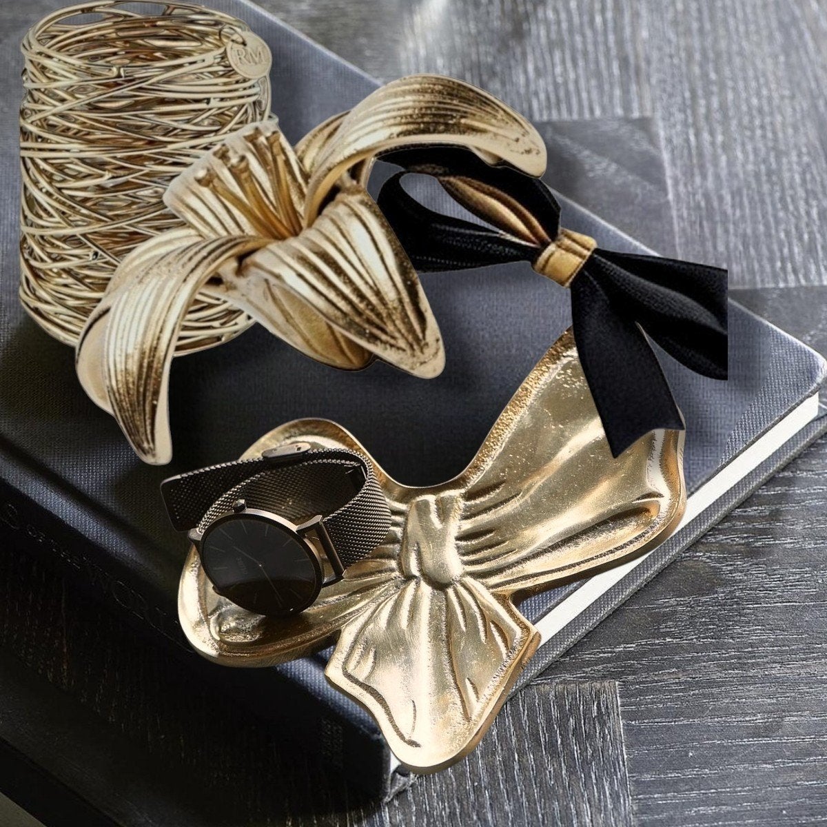 New Rivièra maison flower & RM strik bow & RM candleholder, Ophalen of Verzenden