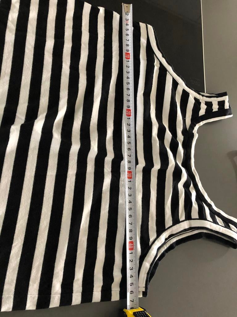 Rimini jurk met vestje zwart wit streep, Kleding | Dames, Maat 38/40 (M), Zwart, Ophalen of Verzenden, Knielengte