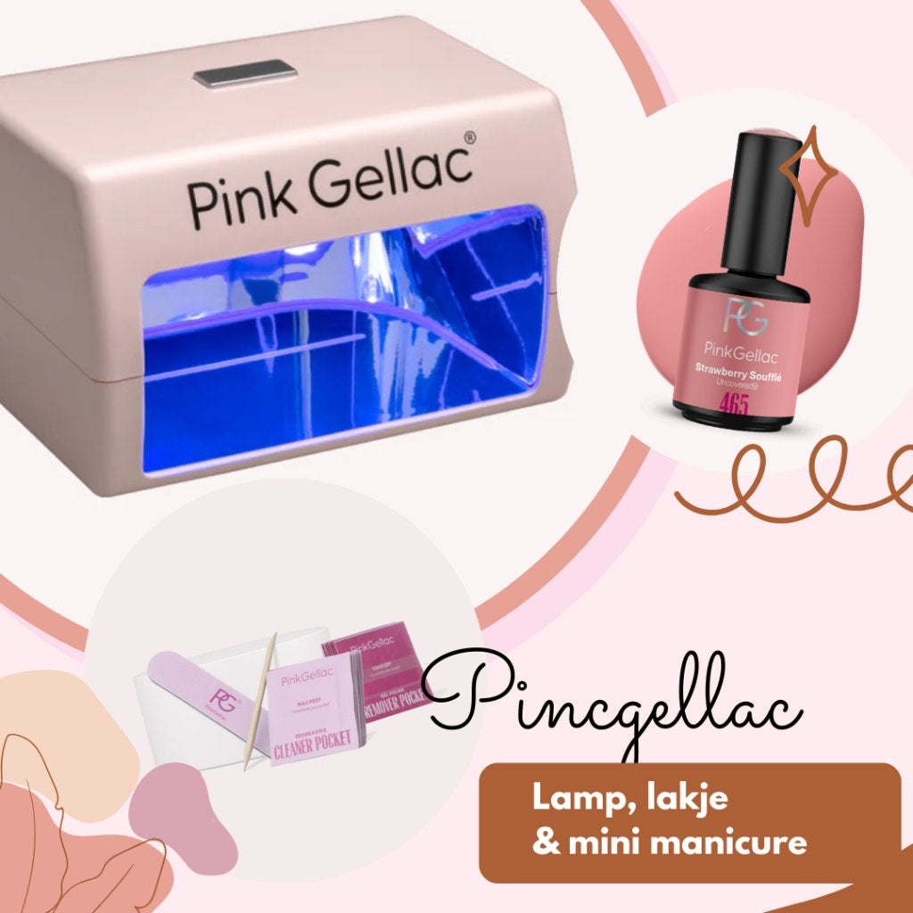 Pincgellac gellak lamp groot flesje lak en mini manicure set, Nieuw, Ophalen of Verzenden, Toebehoren, Handen en Nagels