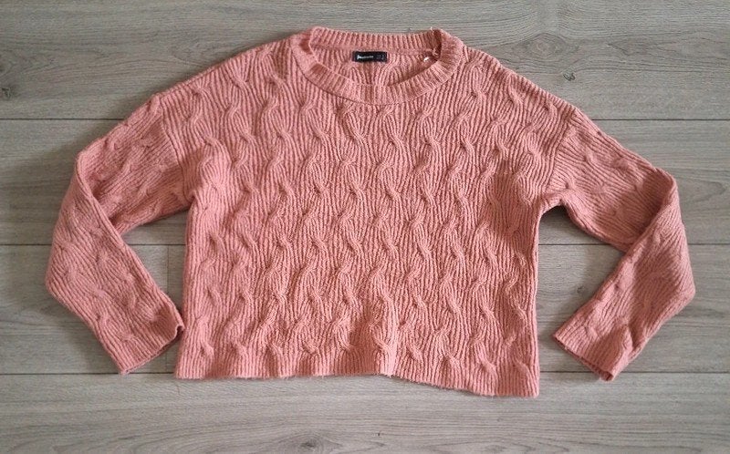 Stradivarius kabeltrui zalmroze maat S 36 gebreid, Kleding | Dames, Truien en Vesten, Ophalen of Verzenden, Zo goed als nieuw