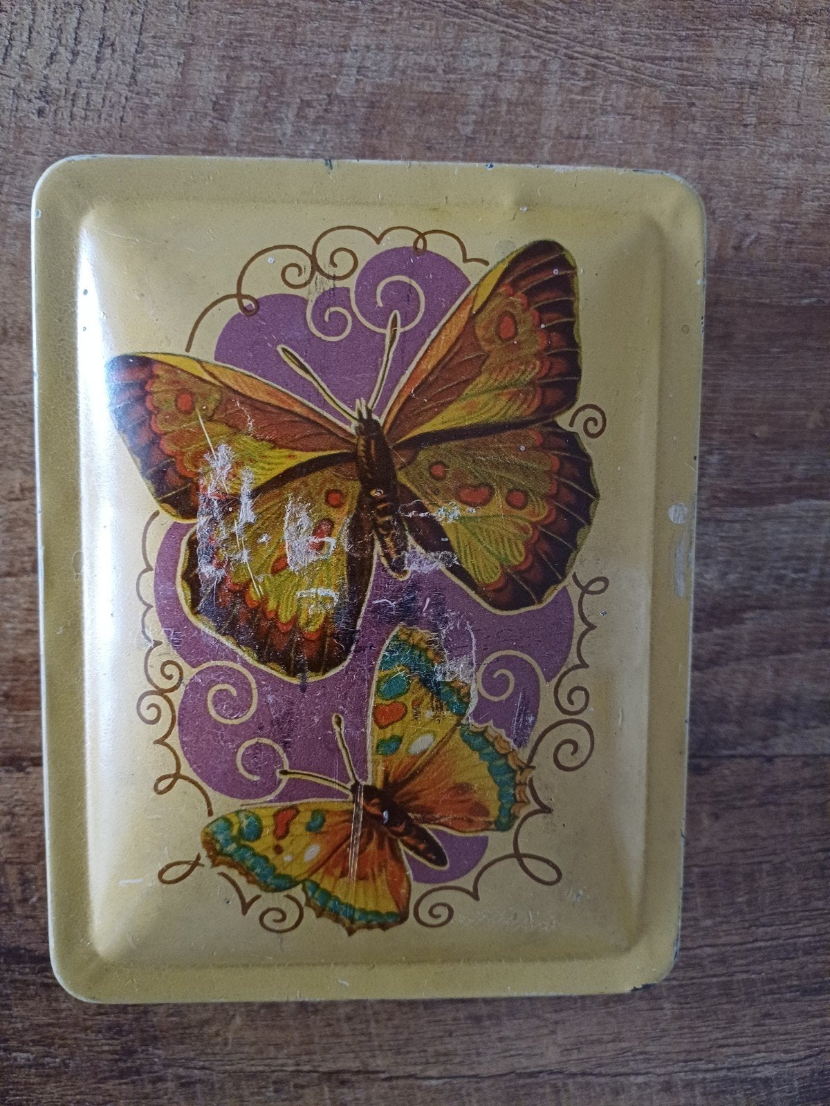 Vintage Jamin blik uit de jaren '20 met vlinders, Ophalen of Verzenden, Gebruikt, Overige