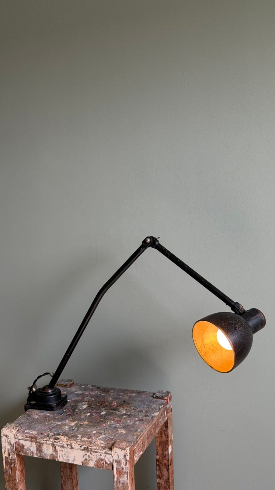 Vintage industriële klemlamp bureaulamp machinelamp Hala (D), Huis en Inrichting, Ophalen of Verzenden, Gebruikt, Metaal