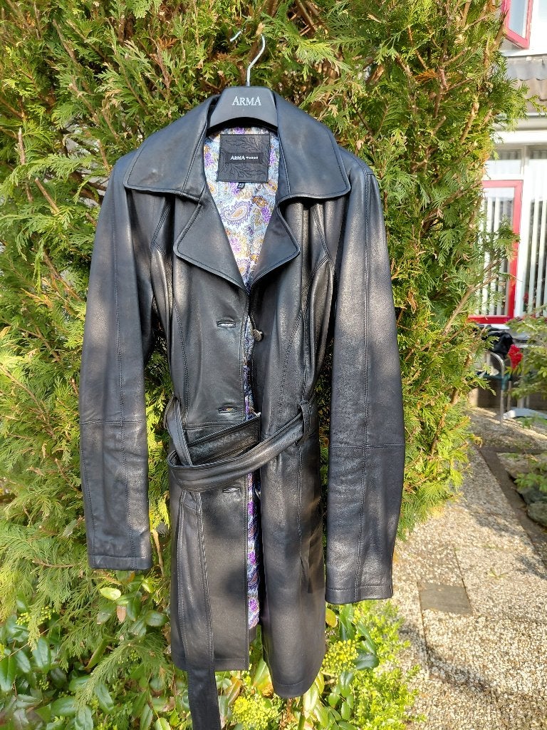 Leren Arma damesjas, Bruin, Jasje, Gedragen, Ophalen