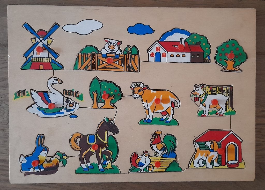Knopjespuzzel boerderij thema, 2 tot 4 jaar, Gebruikt, 10 tot 50 stukjes, Ophalen of Verzenden