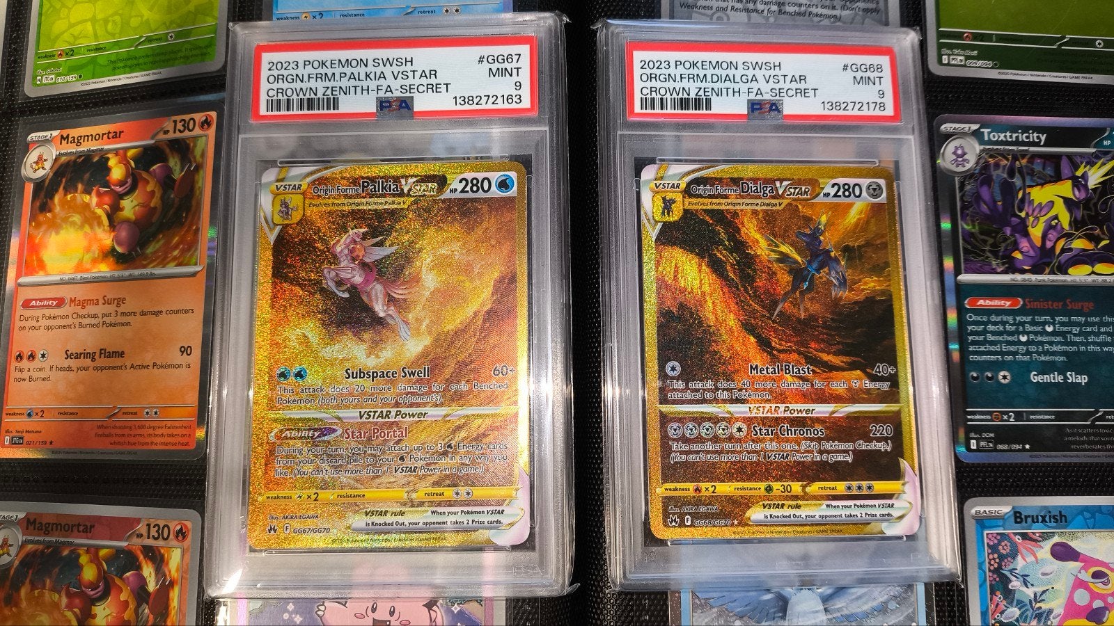 Pokémon Dialga & Palkia VSTAR PSA 9 Mint Crown Zenith, Ophalen of Verzenden, Nieuw, Meerdere kaarten, Foil