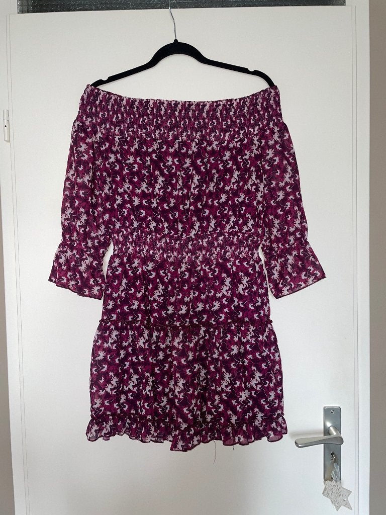 Just dai paars / roze off shoulder jurk dress mt L, Paars, Maat 42/44 (L), Ophalen of Verzenden, Zo goed als nieuw