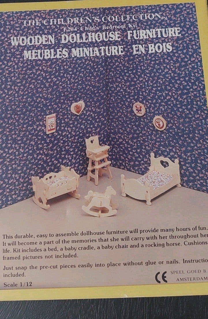 WOODEN DOLLHOUSE MINIATUUR MEUBELS POPPENHUIS KINDER BEDROOM, Ophalen of Verzenden