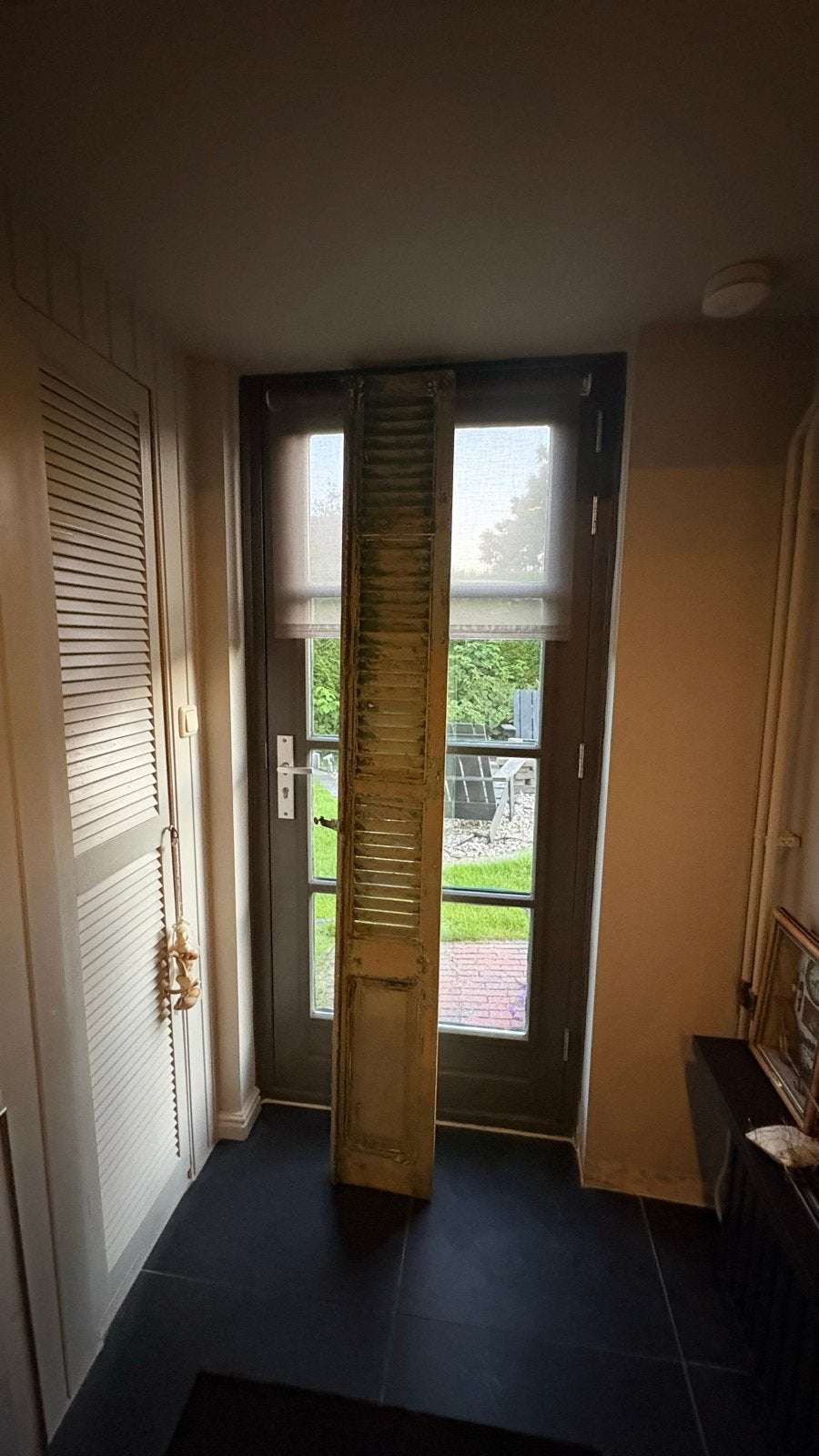 Oude groene shutter - Luik 212 cm hoog, 28 cm breed, Ophalen, Gebruikt