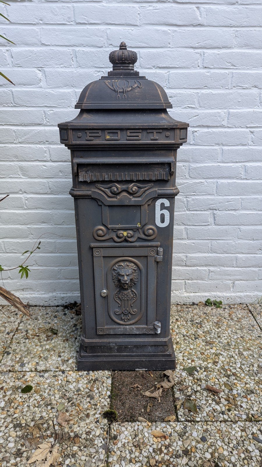 Klassieke Engelse Kolom Brievenbus - Aluminium, Tuin en Terras, Ophalen, Gebruikt, Aluminium, Staande brievenbus