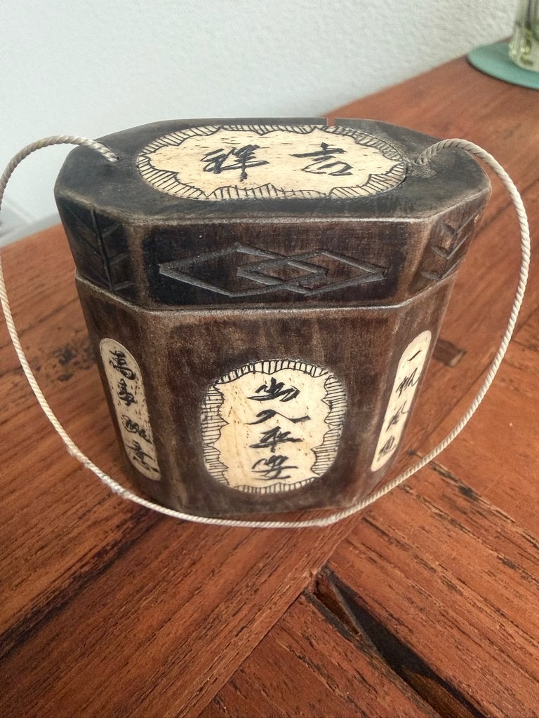 Chinese oude tabaksdoos chinees hout potje voor tabak, Overige onderwerpen, Houtsnijwerk, Minder dan 20 cm, Handgemaakt