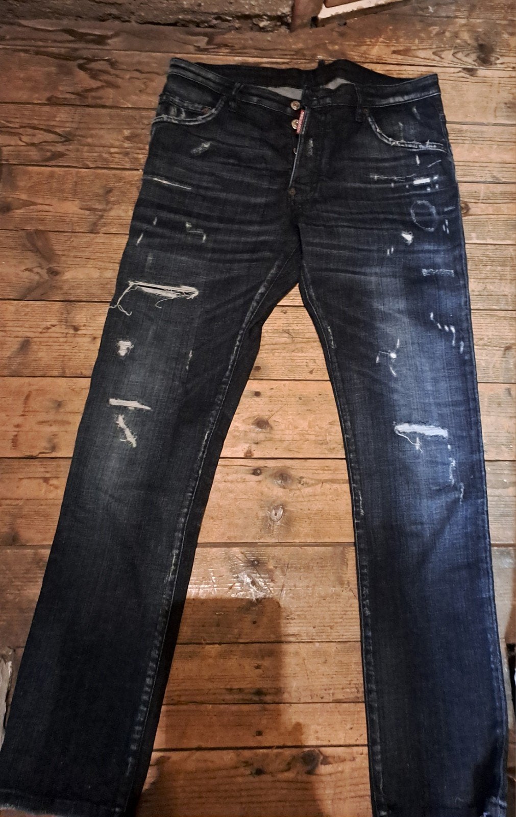 Heren jeans -DSQUARED 2 D Donkerblauw met distressed details, Onbekend, Blauw, Ophalen of Verzenden, Zo goed als nieuw